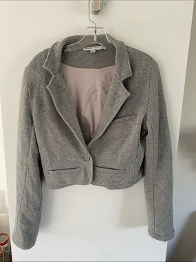 See By Chloe Gray Cropped Single-Button Blazer